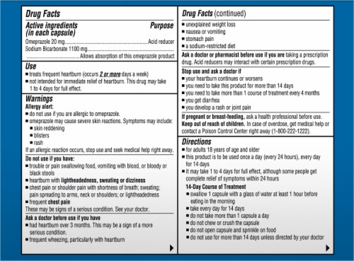 Zegerid OTC® Heartburn & Acid Reducer Tablets Perspective: back