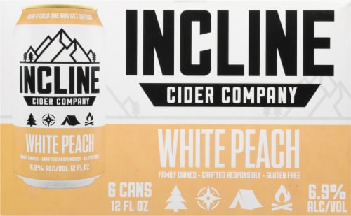 Incline Cider Company White Peach Hard Cider Cans Perspective: back