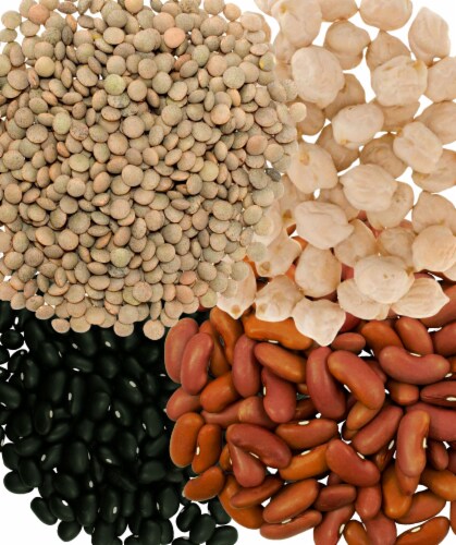 Clear Creek 100 LB Lentil Bundle: Beluga, Gold, Green, Red Lentils each in 25 LB Buckets Perspective: back