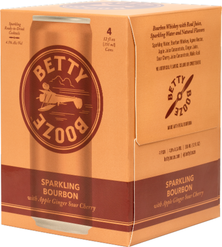 Betty Booze™ Sparkling Bourbon With Apple Ginger Sour Cherry Perspective: back
