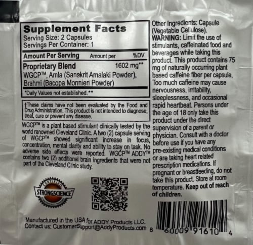 ADDY Focus Stimulant Perspective: back