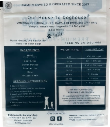 Barkley's Bag Beef Bowl Dog Food Perspective: back