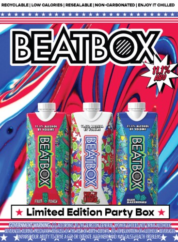 BeatBox Red, White, and Blue Variety 6 Pack, 500Ml Perspective: back