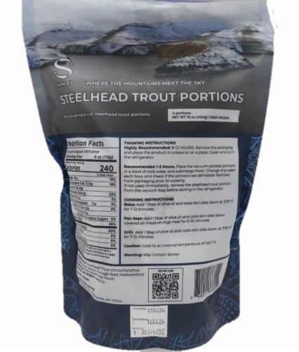 Sanlei Premium Steelhead Trout Skin-On Portions Perspective: back