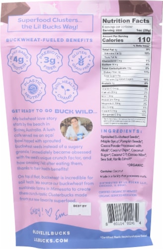 Lil Bucks® Clusterbucks® Chocolate Sea Salt Superfood Granola Clusters Perspective: back