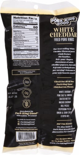 Pork King Good® White Cheddar Chicharrones Fried Pork Rinds Perspective: back