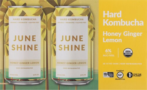 JuneShine Honey Ginger Lemon Hard Kombucha Perspective: back