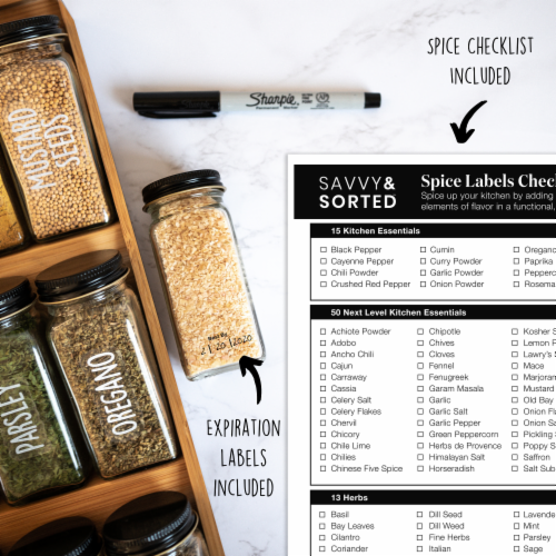 Large Spice jars + Labels