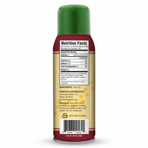 Cornhusker Kitchen Gourmet Duck Fat Cooking Oil Spray Perspective: back