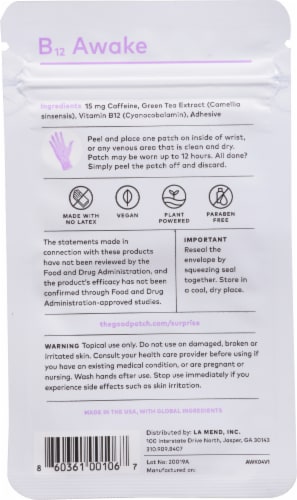 The Good Patch® B12 Awake Wearable Wellness Plant Patches Perspective: back
