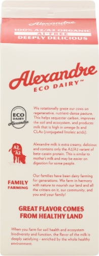 Alexandre Family Farm A2 Organic 4% Whole Milk Perspective: back