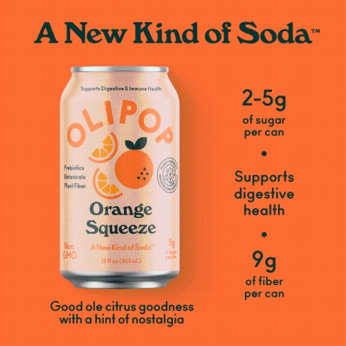 Olipop® Orange Squeeze Soda Can Perspective: back