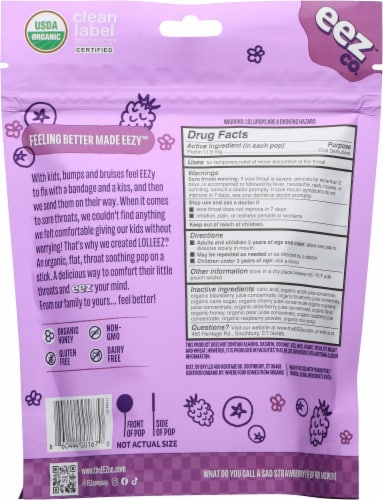 Lolleez® MIxed Berry Organic Throat Soothing Pops Perspective: back