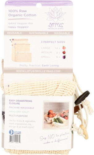 Lotus Sustainables Organic Cotton Reusable Produce Bags Perspective: back