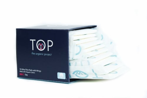 TOP Regular Absorbency Organic Cotton Ultra Thin Period Pads with Wings Perspective: back