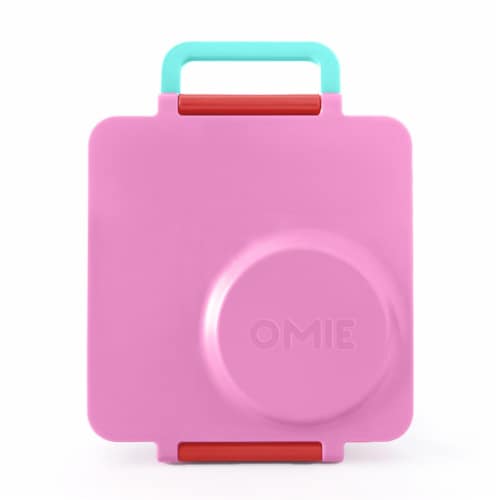 Omie OmieBox Bento Box for Kids - Insulated Lunch Box w/ 8oz Thermos - Pink Berry Perspective: back