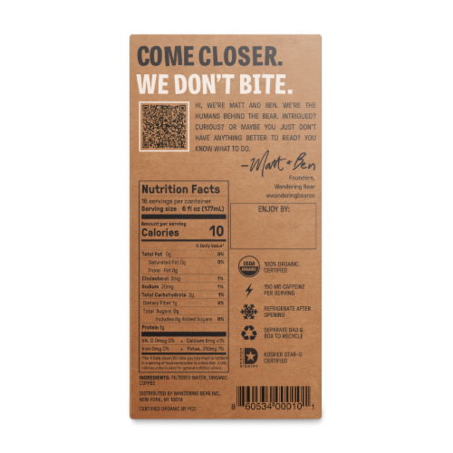 Wandering Bear Black Cold Brew Coffee Perspective: back