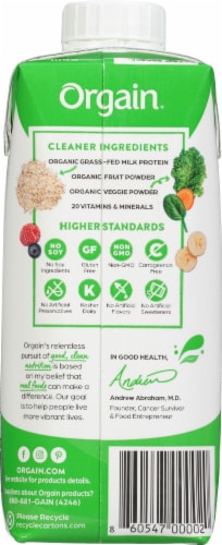 Orgain Organic Nutrition Sweet Vanilla Bean Shake Perspective: back