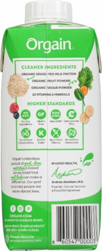 Orgain Organic Nutrition Creamy Chocolate Fudge Shake Perspective: back