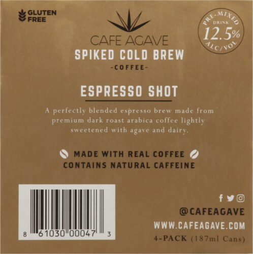 Cafe Agave Espresso Shot Spiked Cold Brew Coffee Perspective: back
