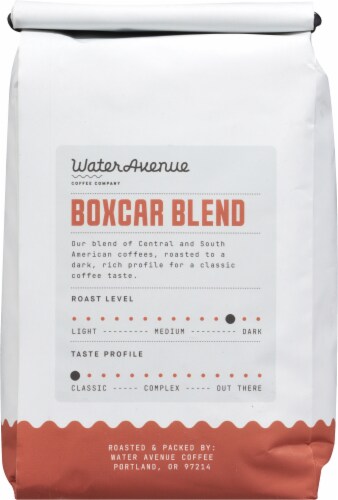 Water Avenue Boxcar Dark Roast Whole Bean Coffee Perspective: back