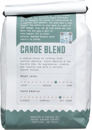 Water Avenue Canoe Medium Roast Whole Bean Coffee Perspective: back