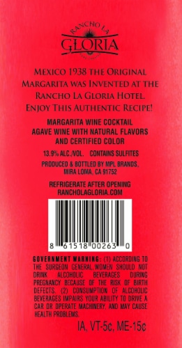 Rancho La Gloria Strawberry Margarita Ready to Drink Perspective: back