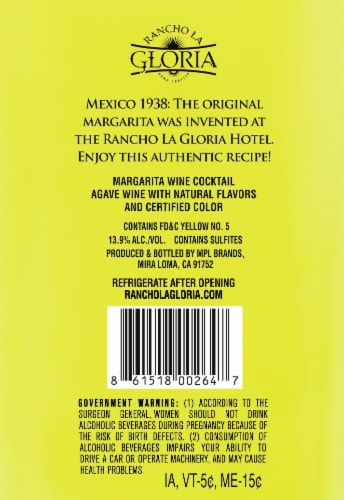 Rancho La Gloria Classic Lime Margarita Perspective: back