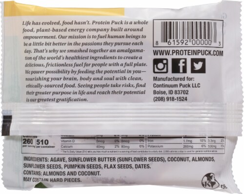 Protein Puck Energy Bars Perspective: back