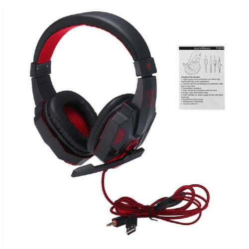 3.5mm Gaming Headset Mic LED Headphones Stereo Bass Surround For