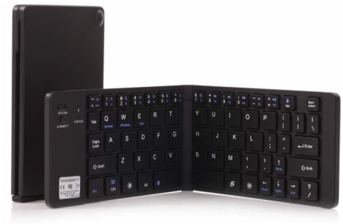 SANOXY Foldable Wireless Keyboard with Cell Phone Stand (Black) Perspective: back