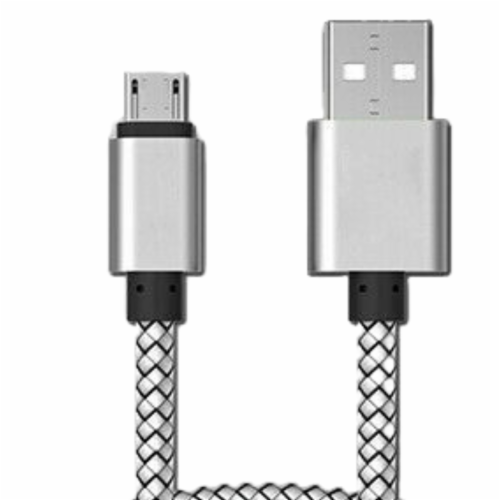 1M / 3FT Micro USB Fast Charger Data Sync Cable Cord (Silver) Perspective: back