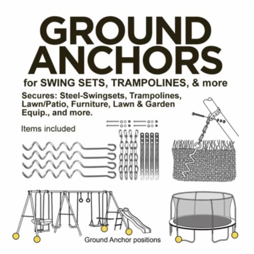 XDP Recreation Swing Set Trampoline & Patio Furniture Metal Ground Anchor Kit Perspective: back