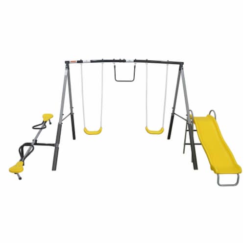 XDP Recreation The Titan Outdoor Backyard Kids Playground Swing Set with Slide Perspective: back