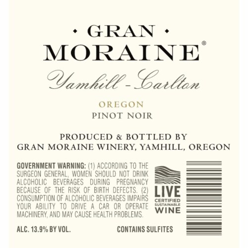 Gran Moraine Yamhill-Carlton Pinot Noir Red Wine Perspective: back