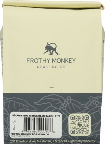 Frothy Monkey Roasting Co 12 South Medium Roast Whole Bean Coffee Perspective: back