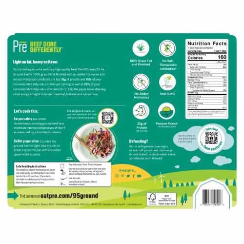 Pre® Grass Fed & Finished 95% Lean Ground Beef Perspective: back