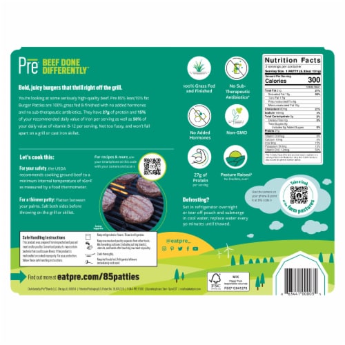 Pre® 85% Lean Beef Burger Patties Perspective: back