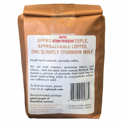 Cafe Mule Long Fuzzy Ears Medium Dark Roast Whole Bean Coffee Perspective: back
