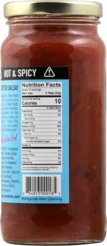 Salsa God™ Fire Roasted Red Hot & Spicy Restaurant Style Salsa Perspective: back