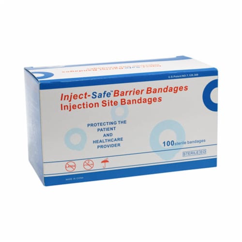 Inject-Safe™ White Film Foam Adhesive Barrier Strip Sterile 1-3/8 Inch Diameter Bandages Perspective: back