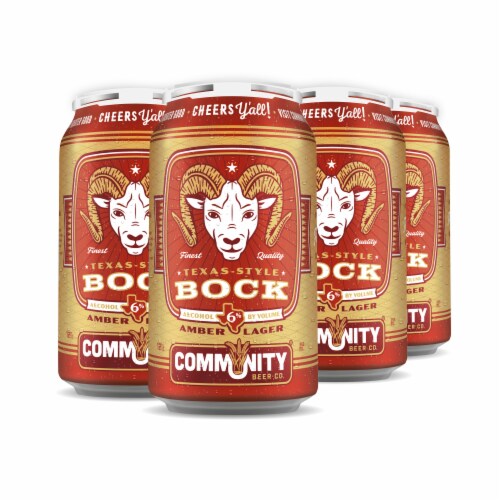 Community Beer Co.® Texas-Style Bock Craft Beer Cans Perspective: back