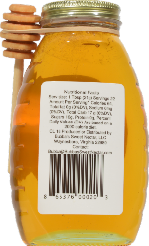 Bubba's Sweet Nectar Pure Clover Honey Perspective: back