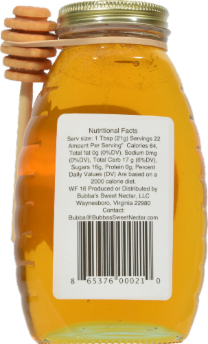Bubba's Sweet Nectar Pure Wildflower Honey Perspective: back