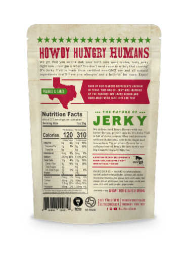 It's Jerky Y'all Prickly Pear Teriyaki Plant-Based Jerky Perspective: back
