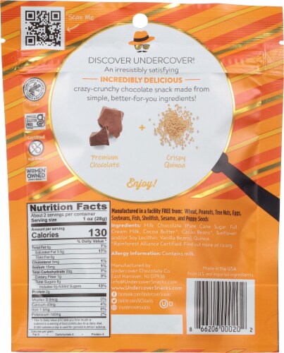 Undercover® Crispy Quinoa Milk Chocolate Covered Snacks Perspective: back