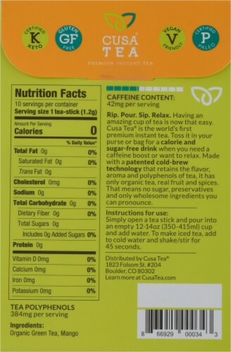 Cusa Tea® Mango Green Premium Instant Tea Perspective: back