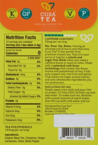 Cusa Tea Chai Tea Premium Instant Tea Perspective: back