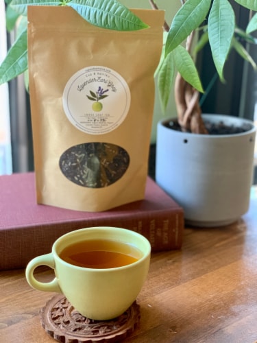Lavender Earl Grey Loose Leaf Tea | Black Tea | Lavender Flowers | Bergamot Oil Perspective: back