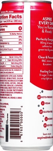 Aspire Healthy Energy Dark Cherry Lime Calorie Burning Energy Drink Can Perspective: back